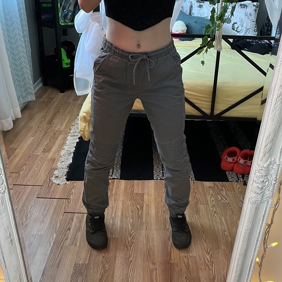 Grey Moto Style Cuffed Ankle Pants - Picture 2 of 8